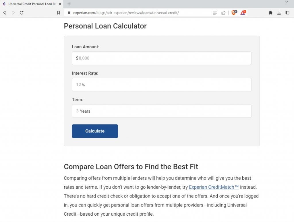 persoonlijke lening calculator